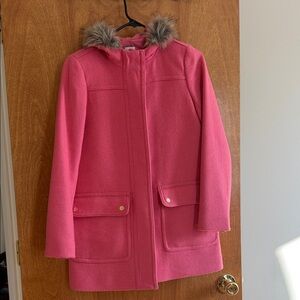 J. Crew Pink Outerwear with Faux Fur Hood